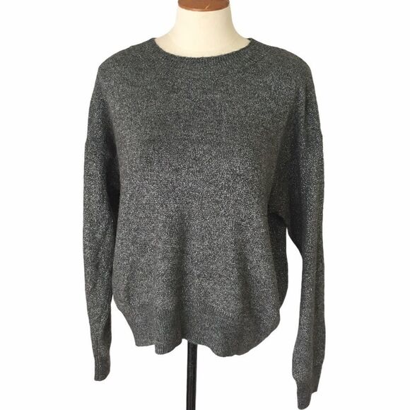 H&M Black and Silver Medallic Thread Sweater Sz S - Picture 1 of 4